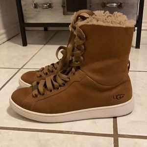 High Top Brown Ugg leather tennis shoes